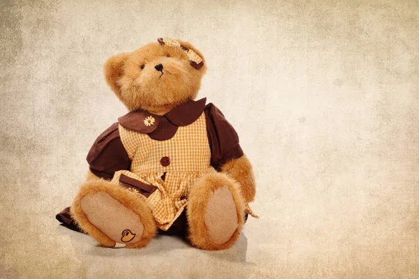 Urso Bonito Teddy Fundo Grunge — Fotografia de Stock