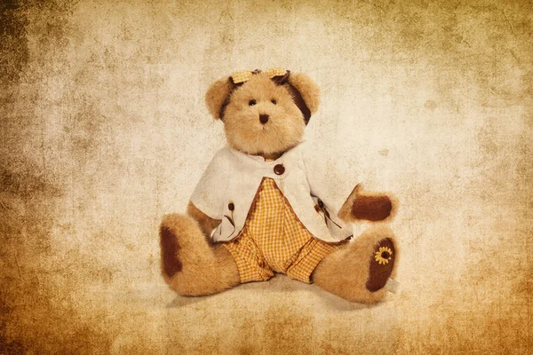 Милий Плюшевий Ведмідь Гранжевому Фоні — стокове фото
