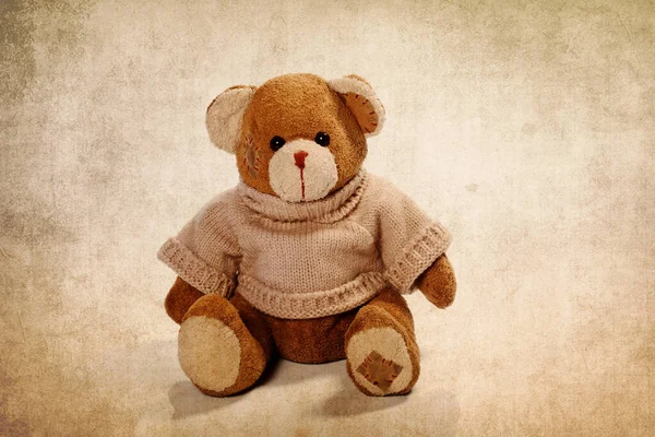 Schattige Teddybeer Grunge Achtergrond — Stockfoto