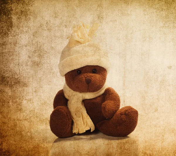 Cute Teddy Bear Grunge Background — Stock Photo, Image