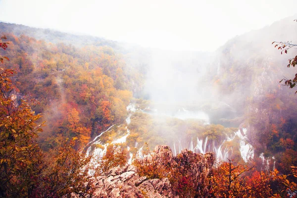 Дождливый День Плитвицком Национальном Парке Хорватии — стоковое фото