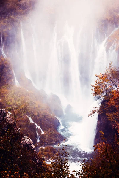 Giornata Delle Piogge Nel Parco Nazionale Plitvice Croazia — Foto Stock