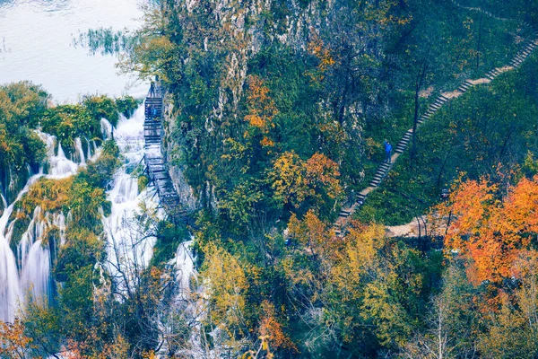 Cores Cachoeiras Autum Parque Nacional Plitvice Croácia — Fotografia de Stock