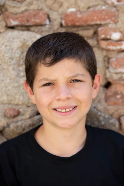 Portrait Handsome Male Child City Outdoors Natural Light — Stock Photo, Image