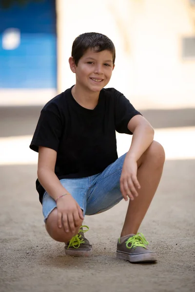 Portrait Handsome Male Child City Outdoors Natural Light — Fotografia de Stock