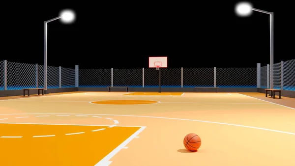ストリートバスケットボールコート スポーツチームのコンセプト 3Dイラスト — ストック写真