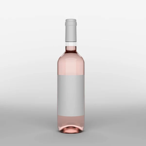 Fles Rozenwijn Met Etiket Een Witte Achtergrond Realisme Illustratie — Stockfoto