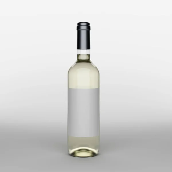 Bottle White Wine Label Photo Realistic Style White Background Realism — Stock Photo, Image