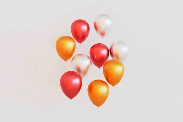 Set Colorful Balloons Empty Space Text Realistic Background Birthday Anniversary — Stock Photo, Image
