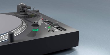 Siyah bir turntable soyut arka plan. 3 Boyutlu Hazırlama