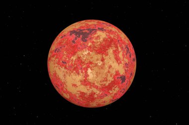 This image represent a generic lava planet or earth formation. It is a realistic 3d illustration