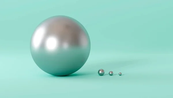 Silver Spheres Green Background Render — Stock Photo, Image