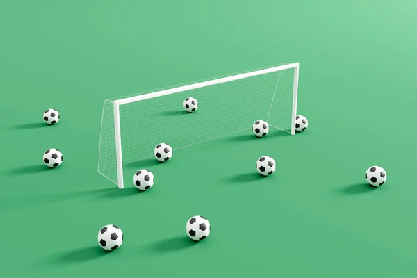 Abstract Pastel Color Football Courts Soccer Ball Goal Post Minimalist — ストック写真