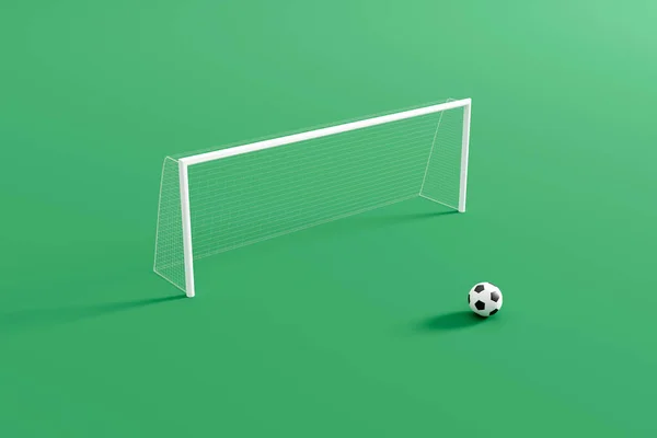 Abstrakte Pastellfarbe Fußballplätze Mit Fußballball Und Torpfosten Minimalistische Komposition Darstellung — Stockfoto