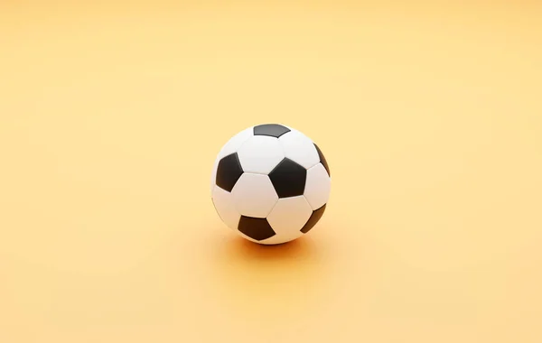 Fußball Auf Pastellgelbem Hintergrund Minimales Kreatives Konzept Illustration — Stockfoto