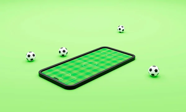 이동하는 미식축구 축구공 온라인 스포츠 가일치 합니다 실시간 모바일 앱으로 — 스톡 사진