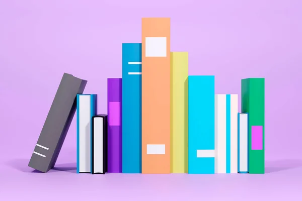 Online Education Learning Concept Stack Books Bookshelf Illustration — Stockfoto