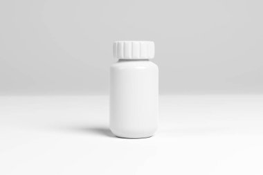 Beyaz arka planda 3 boyutlu plastik ilaç. 3d illüstrasyon