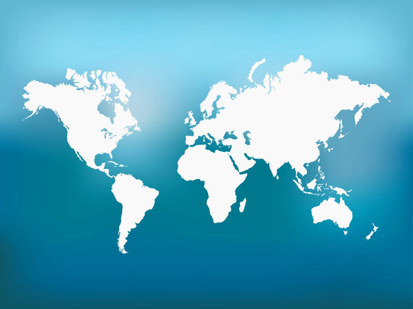 Illustration of the world map on a colorful blue background.