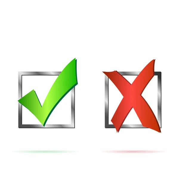 Yeşil onay işareti kırmızı x