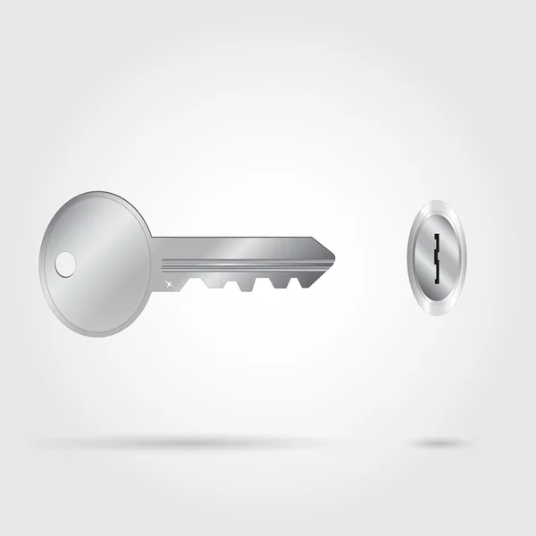 Silver Key and Hole — Stock Vector