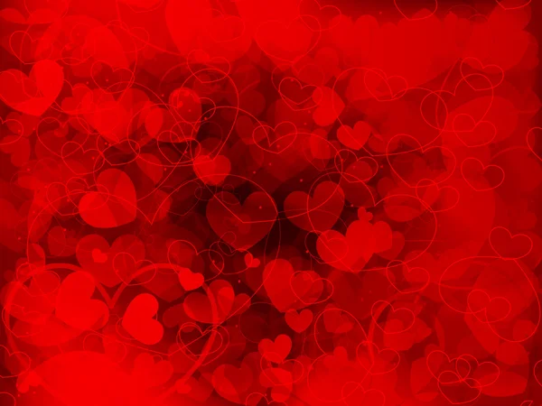 Red Valentines day background with hearts — 图库矢量图片