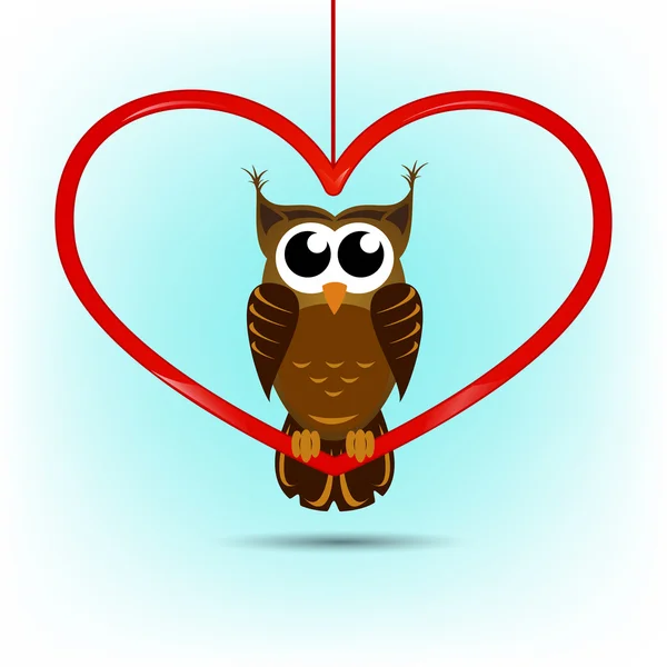 Sevimli baykuş Sevgililer Günü kartı — Stok Vektör