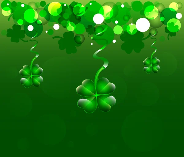 Fondo verde con tréboles — Vector de stock