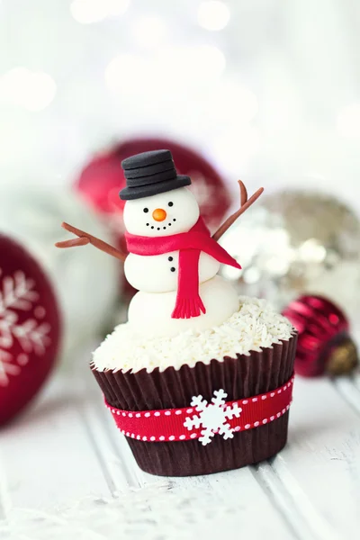 Snowman cupcake — Stock Photo, Image