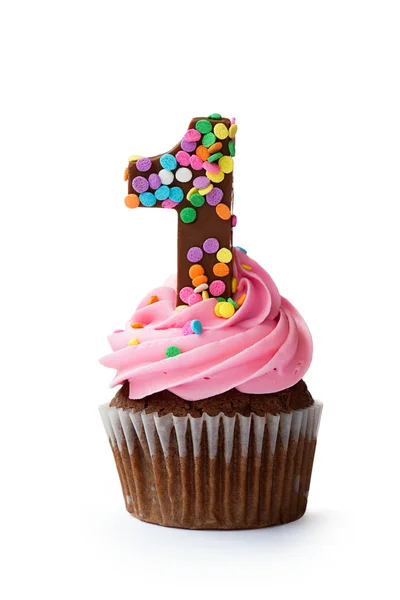 Primo cupcake di compleanno — Foto Stock