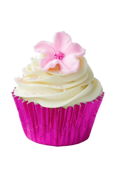 Roze bloem cupcake — Stockfoto