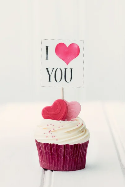 Ich liebe dich Cupcake — Stockfoto