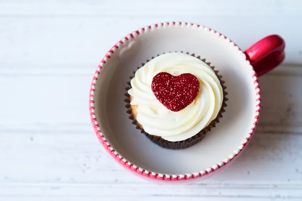 Alla hjärtans cupcake — Stockfoto