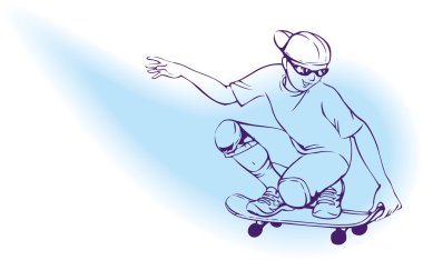 vektör çizim. bir genç olarak kaykay kavruluyor