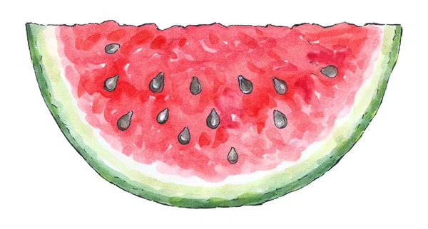 水彩画的一整套的水果: 西瓜 — 图库照片