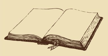 vektör çizimi. yer işareti ile eski açık kitap