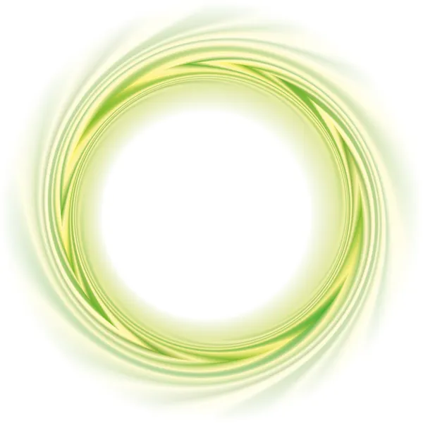 Marco vectorial abstracto. Rayas verdes y amarillas girando círculo — Vector de stock