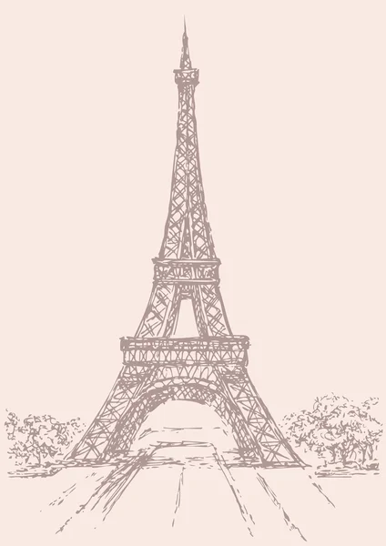 Wektor rysunek z szeregu atrakcji. Wieża Eiffla w Paryżu. Francja — Wektor stockowy