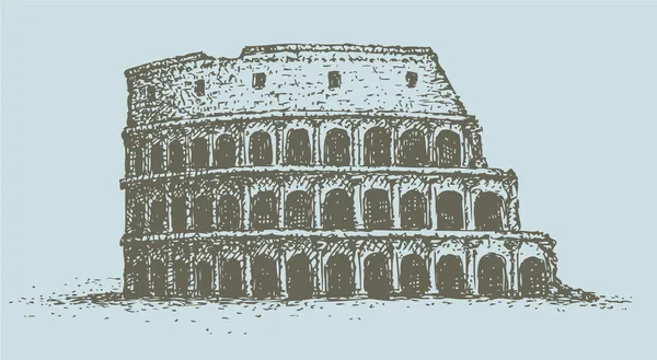 Dibujo vectorial de una serie de puntos de referencia. El Coliseo de Roma — Vector de stock