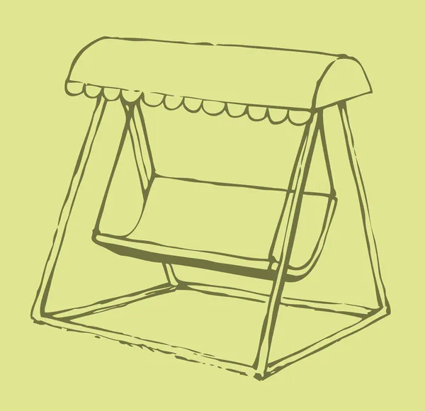 Vector sketch drawing bench-swing with a sun canopy — Stock Illustration Vector sketch drawing bench-swing with a sun canopy Stock Illustration