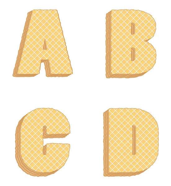 Vector collection of edible letters, consisting of waffles — Stock Vector