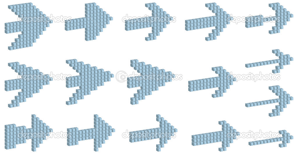 Vector arrows, consisting of sturdy gray blocks