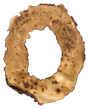 Beyaz arka plan üzerinde izole yanmış kağıt rakamlar. sıfır