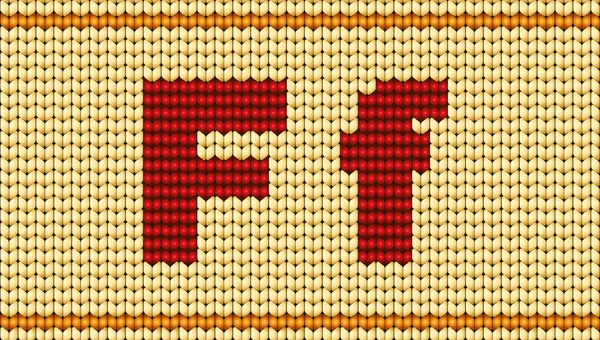 Vector Red knitted alphabet. Letter F — Stock Vector