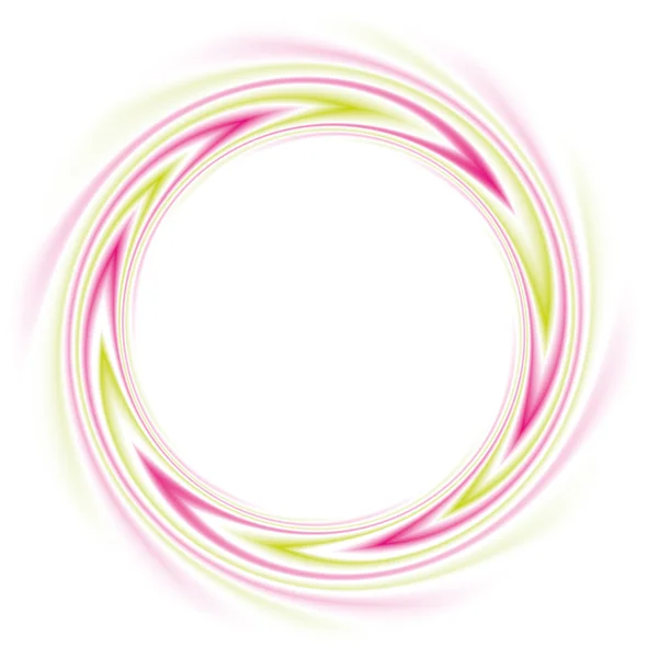 Marco redondo vectorial de líneas giratorias de color rosa y verde — Vector de stock
