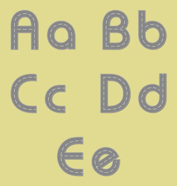 Alfabeto vectorial en forma de carretera — Archivo Imágenes Vectoriales