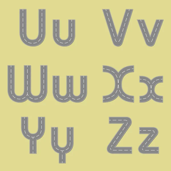 Alphabet vectoriel sous forme de route — Image vectorielle