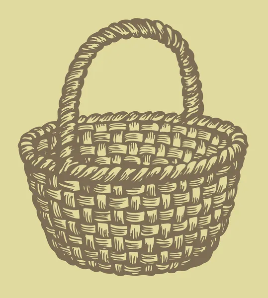 Vector. Monochrome picture wickerwork basket — Stock Vector