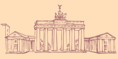 vektör landmark. Kroki ana sights Berlin - brandenburg kapısı