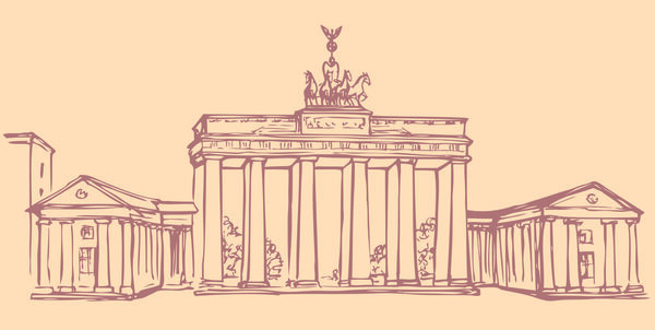 Vector landmark. Sketch of main sights of Berlin - Brandenburg gate